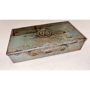 US WWII USGI M1912 Squad Cleaning Kit Box Only Colt 1911 .45 Army Metal Case